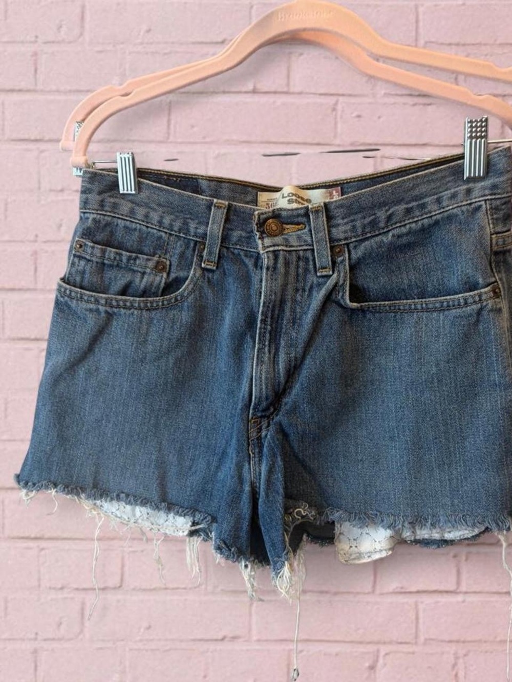Levi's Blue Raw Hem Denim Cutoff Shorts